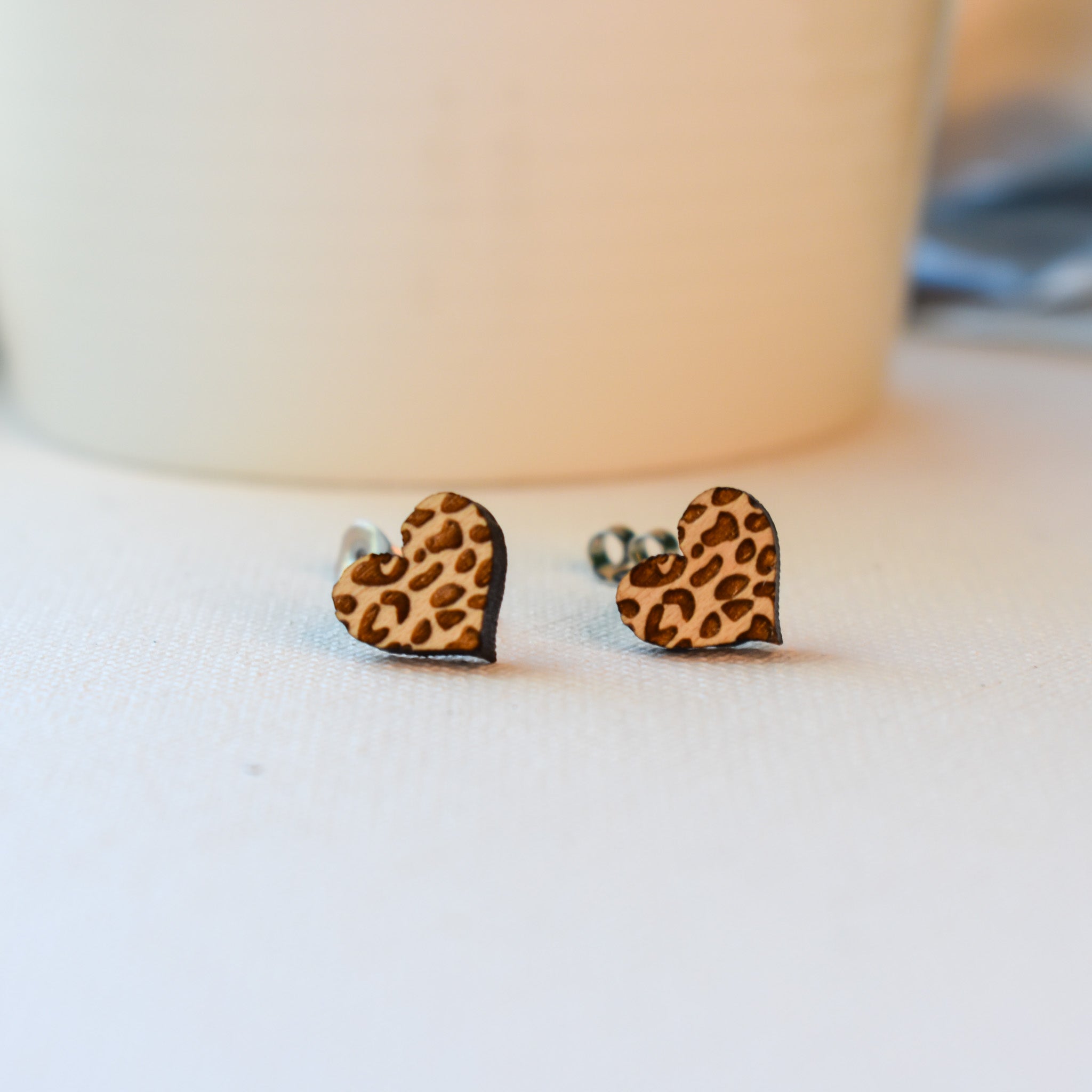 Valentine's Day Leopard Heart Engraved Stud Earrings, Valentine's Day –  BrownCowCreatives