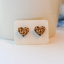 Load image into Gallery viewer, Leopard heart earrings
