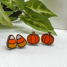 Load image into Gallery viewer, Hand painted pumpkin studs
